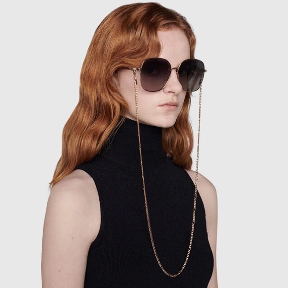 NEW GUCCI GG1089SA 001 + GOLD CHAIN NEW COLLECTION SUNGLASSES GUCCI - Picture 7 of 16